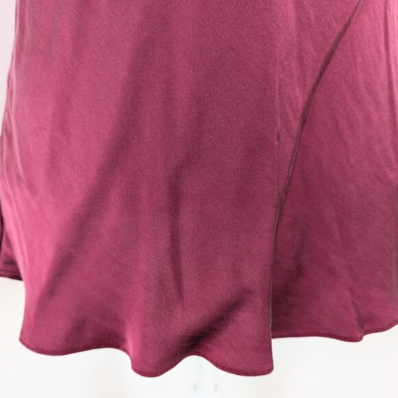 VTG 00s Y2K Christine Wine Red Silk Black Floral Lace Babydoll Slip Cami Top - Picture 5 of 8